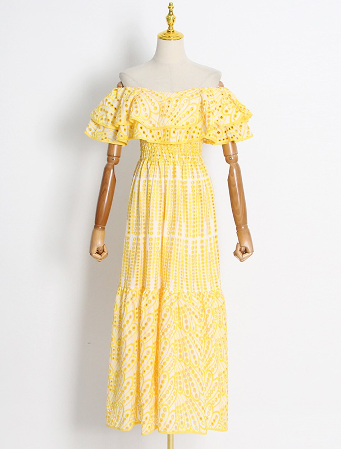 Wholesale A-Line Wedding Guest Dresses Casual Dress Holiday Summer Ankle Length Short Sleeve Off Shoulder Polyester with Ruffles Embroidery